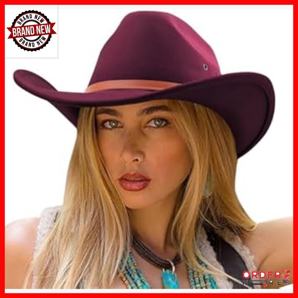 Western Felt Cowboy Hat Wide Brim Belt Buckle Unisex Adult Sizes